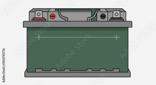Car Battery Illustration Green Rectangular Shape.