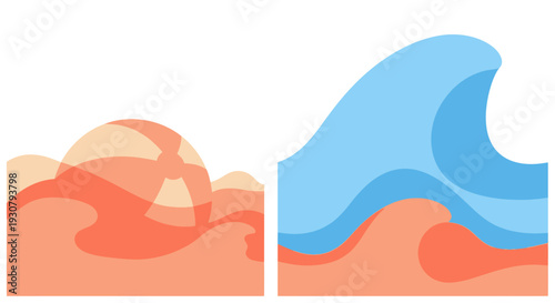 Stylized Wave and Desert Sand Dune Illustration.