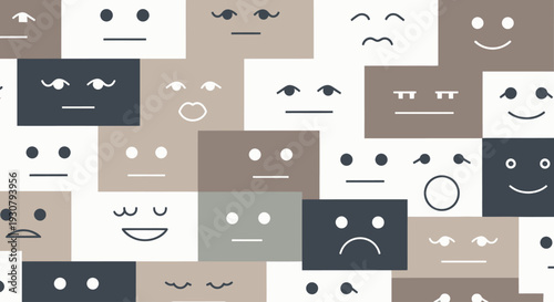 Collection of Various Simple Cartoon Faces.
