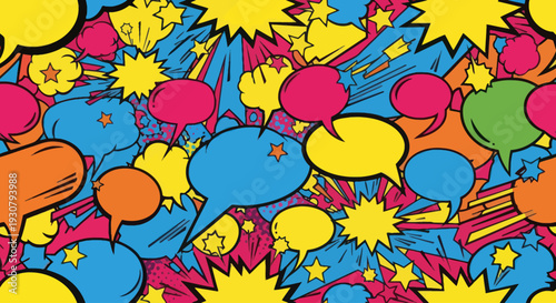 Colorful Cartoon Speech Bubbles and Explosions.