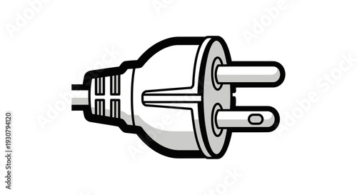 Electric Plug Illustration on White Background.