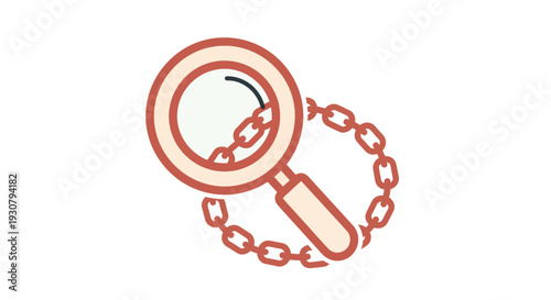 Magnifying Glass with Chain Attached to Handle.