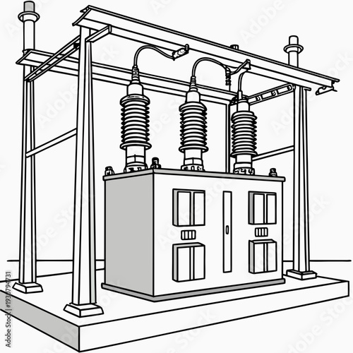 Detailed of an electrical substation transformer insulator