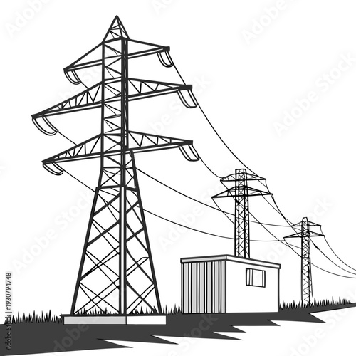 Power transmission towers and substation electricity