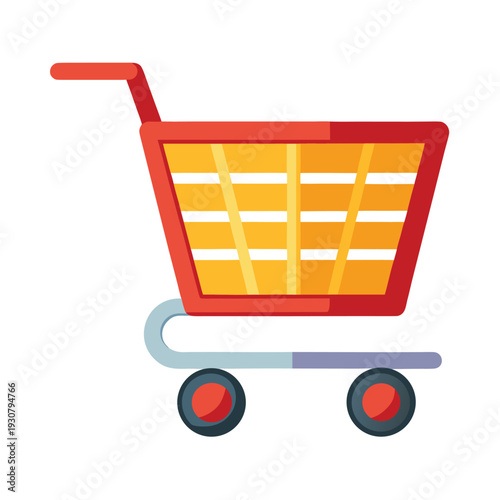 Shopping Trolley Vector Illustration Cartoon Clipart Line Art Design for Printable Graphics