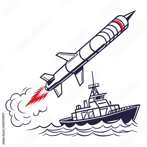 Navy ship launching missile rocket