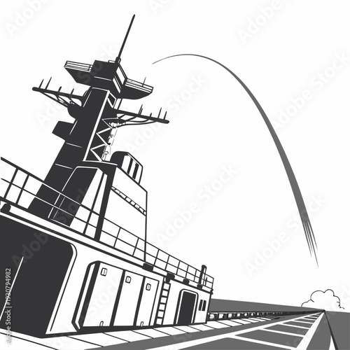 Ultra Real Render of Missile Propulsion from Warship Deck