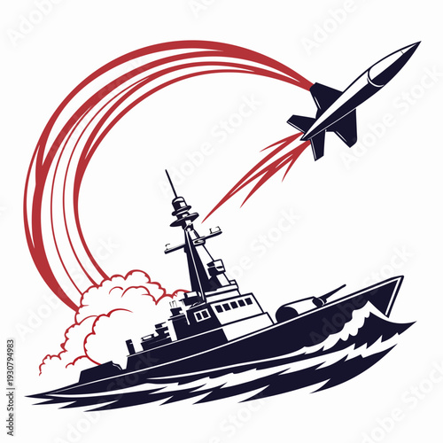Navy warship launching missile military