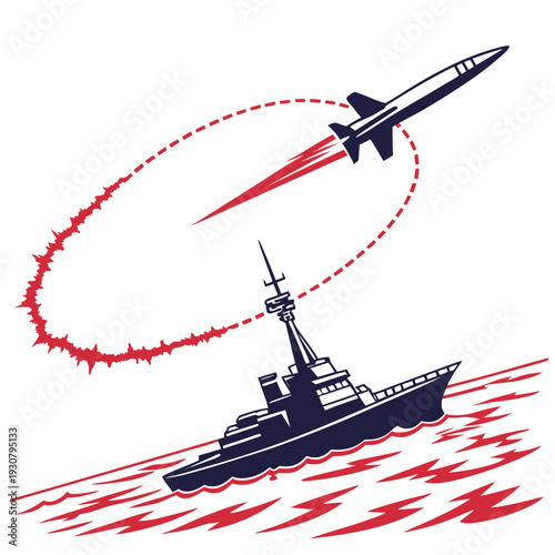 Navy warship launching supersonic missile military