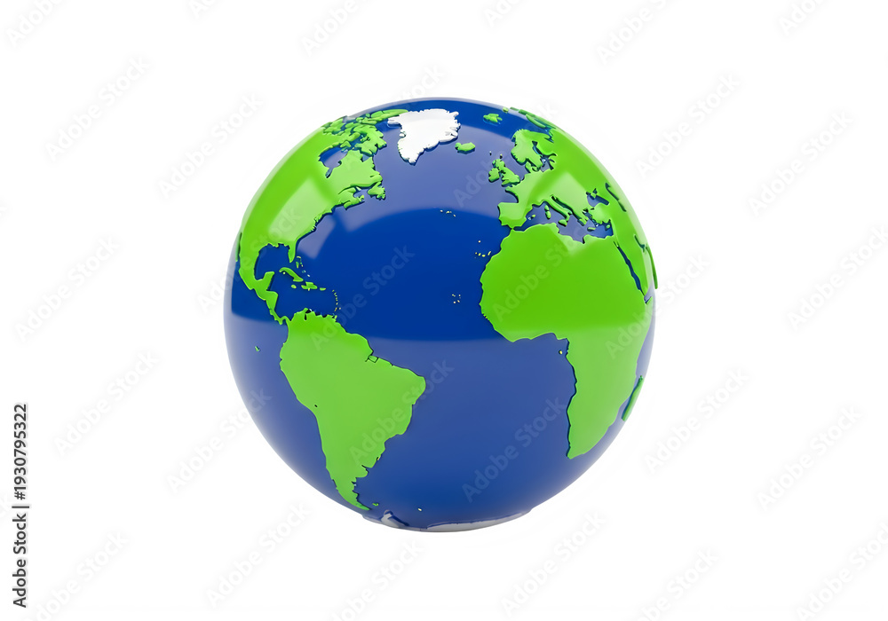 Fototapeta premium A blue and green globe on a white background isolated on transparent background