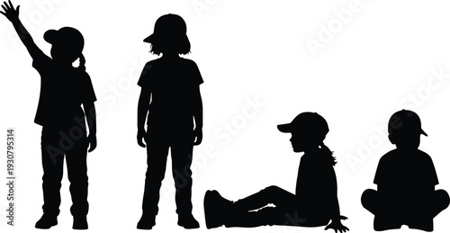 Black and white silhouette of Victorian era people featuring men in top hats and women in long elegant vintage dresses.