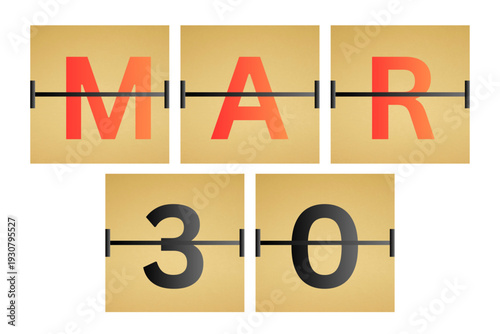 30 March calendar single day, week vector, illustration icon. golden and white color background calendar page vector for of the month March 30