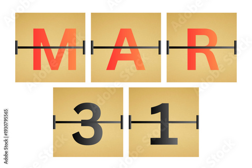 31 March calendar single day, week vector, illustration icon. golden and white color background calendar page vector for of the month March 31