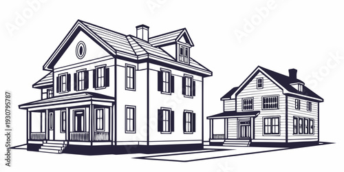 A charming two-story house with a separate garage and small garden