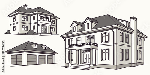 Two distinct houses showcasing different architectural styles and features.