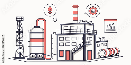 Industrial facility with various machines and equipment in operation.