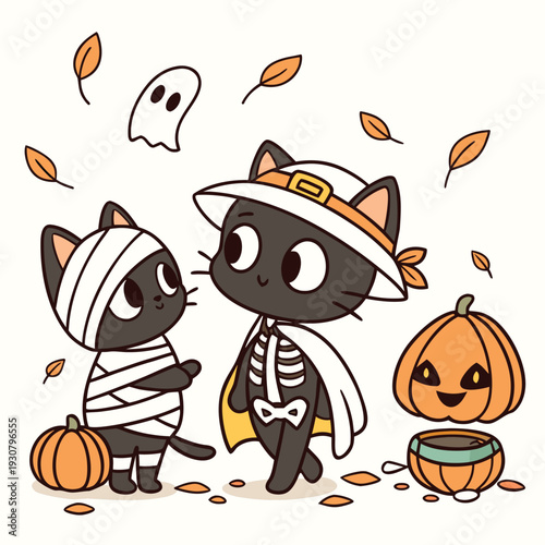 three-adorable-black-kittens-are-dressed-up-for-ha.eps