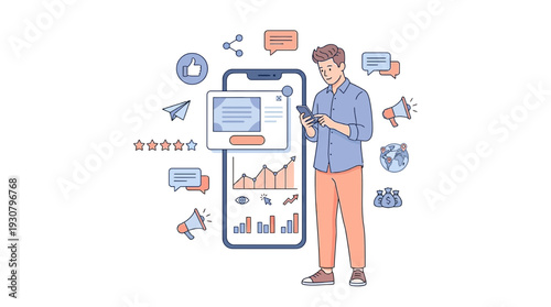 Digital Insights: A modern professional utilizes their smartphone to access and analyze data-driven insights.