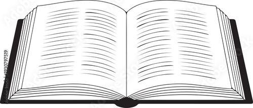 An open book with intricate line patterns on each page, symbolizing knowledge and complexity.