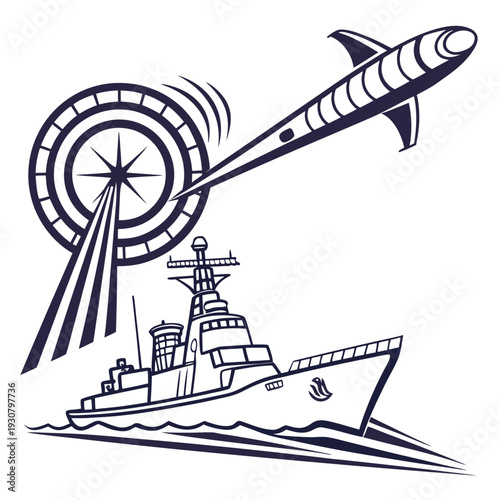 Navy ship launching missile from radar guided system