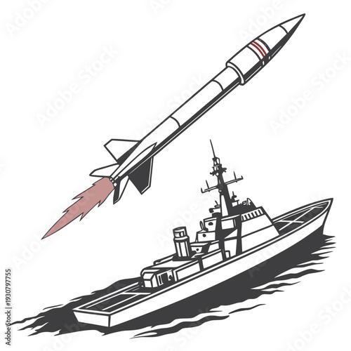 Of a supersonic missile launching from a warship boat