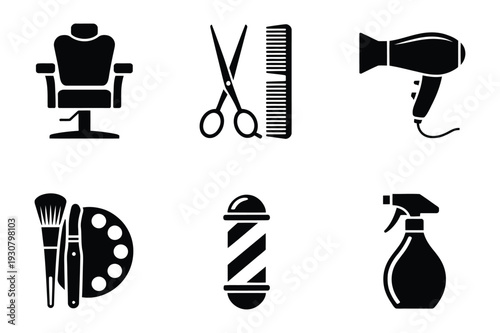 Hair Salon and Barber Shop Icons