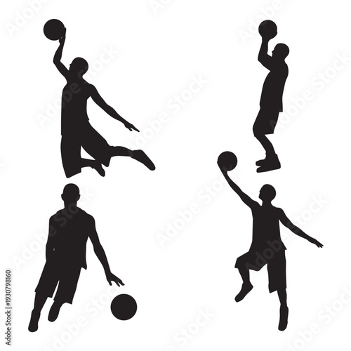 Basketball Player Silhouette Set – Dunk, Dribble and Shoot Action Vector Collection
Dynamic basketball player silhouette set featuring dunking, shooting, dribbling and jump action poses. Perfect.