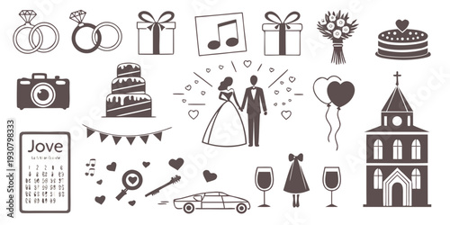 Assorted objects including a car, a house, a tree, and various other items