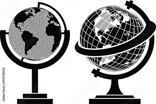 Set of 2 globe icons vector