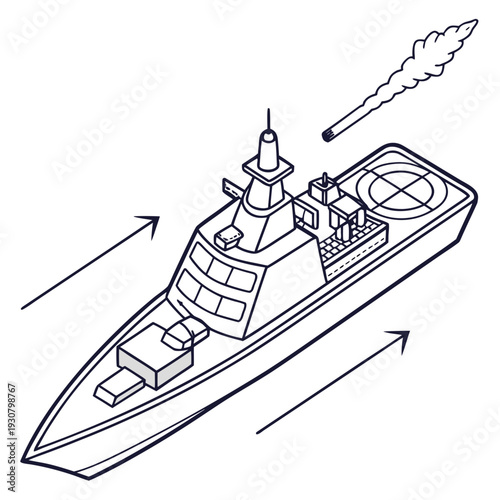 Naval warship launching missile defense