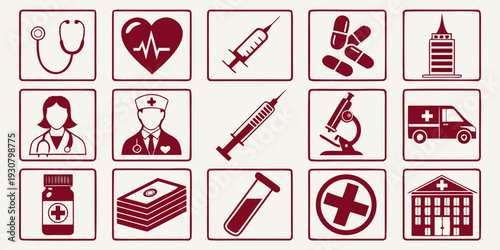 Assorted icons representing various activities and objects in a grid layout