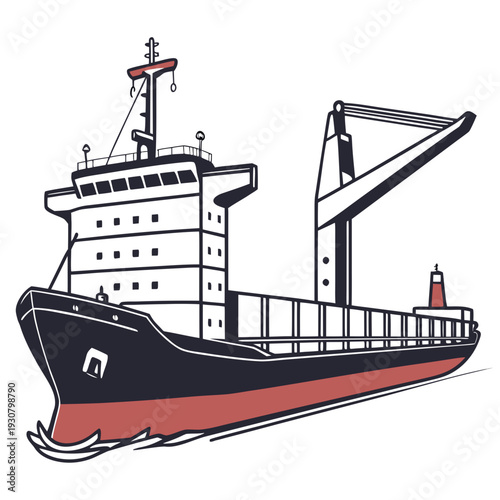 Bulk cargo ship with crane on deck cargo vessel maritime