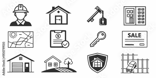 Icons representing various aspects of home ownership and maintenance