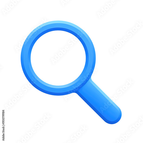 Blue search icon for find or zoom function transparent background