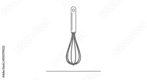 Simple kitchen whisk utensil for cooking and baking on an isolated white background.