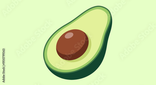 Fresh Green Avocado Cut in Half with Pit on Light Green Background