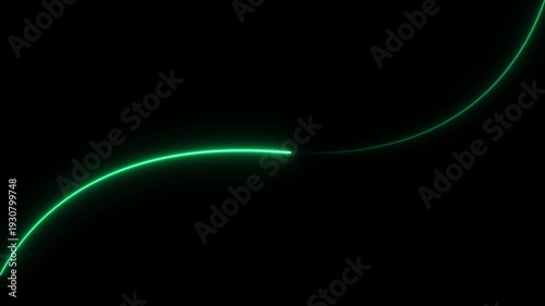 Green Neon Curve Against Black Background light