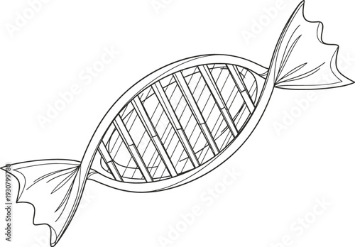 Sweet wrapped candy line art vector illustration for dessert snack sugar food and celebration party treats concept