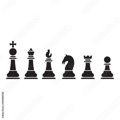 Silhouette of Chess Pieces Set Vector Illustration