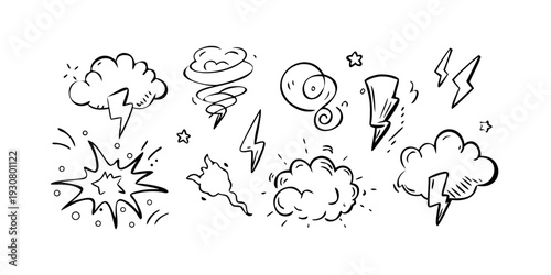 A collection of various weather-related icons and symbols