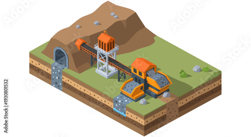 Underground Mining Operation with Heavy Machinery.