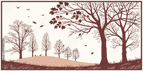 A serene landscape with bare trees and a calm river under a clear sky.