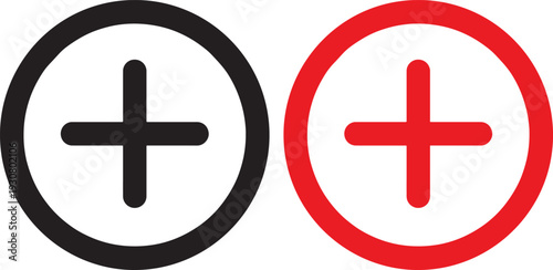Black and Red Plus Sign Icons symbol