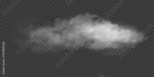 White smoke or fog effect. Large mist on a transparent background. Realistic vector illustration. Eps 10