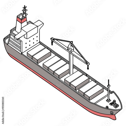 Cargo ship with crane unloading containers container ship