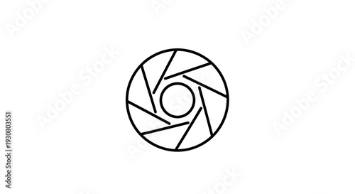 Camera Aperture Shutter Icon Line Art Illustration on Isolated White Background