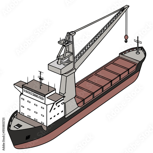 Cargo ship with crane and containers on deck container ship 1