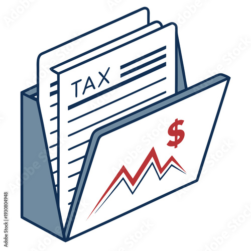 A folder with tax documents and a graph