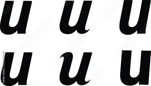 Italic lowercase letter u variations, typography design, font comparison, character styling, typeface aesthetics, creative alphabet, graphic design elements