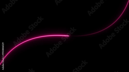 Pink Neon Curved Line on Black Background light glow